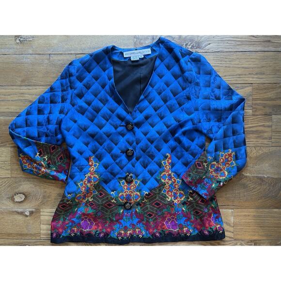 Vintage 100% Silk Asian Floral Anne Crimmins for Umi Collections Blazer Size 10 - Picture 12 of 13